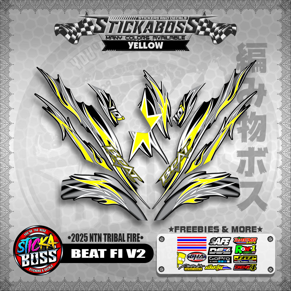 BEAT FI V2 STICKER DECALS ( 2025 NTN TRIBAL FIRE )【WITH FREEBIES】
