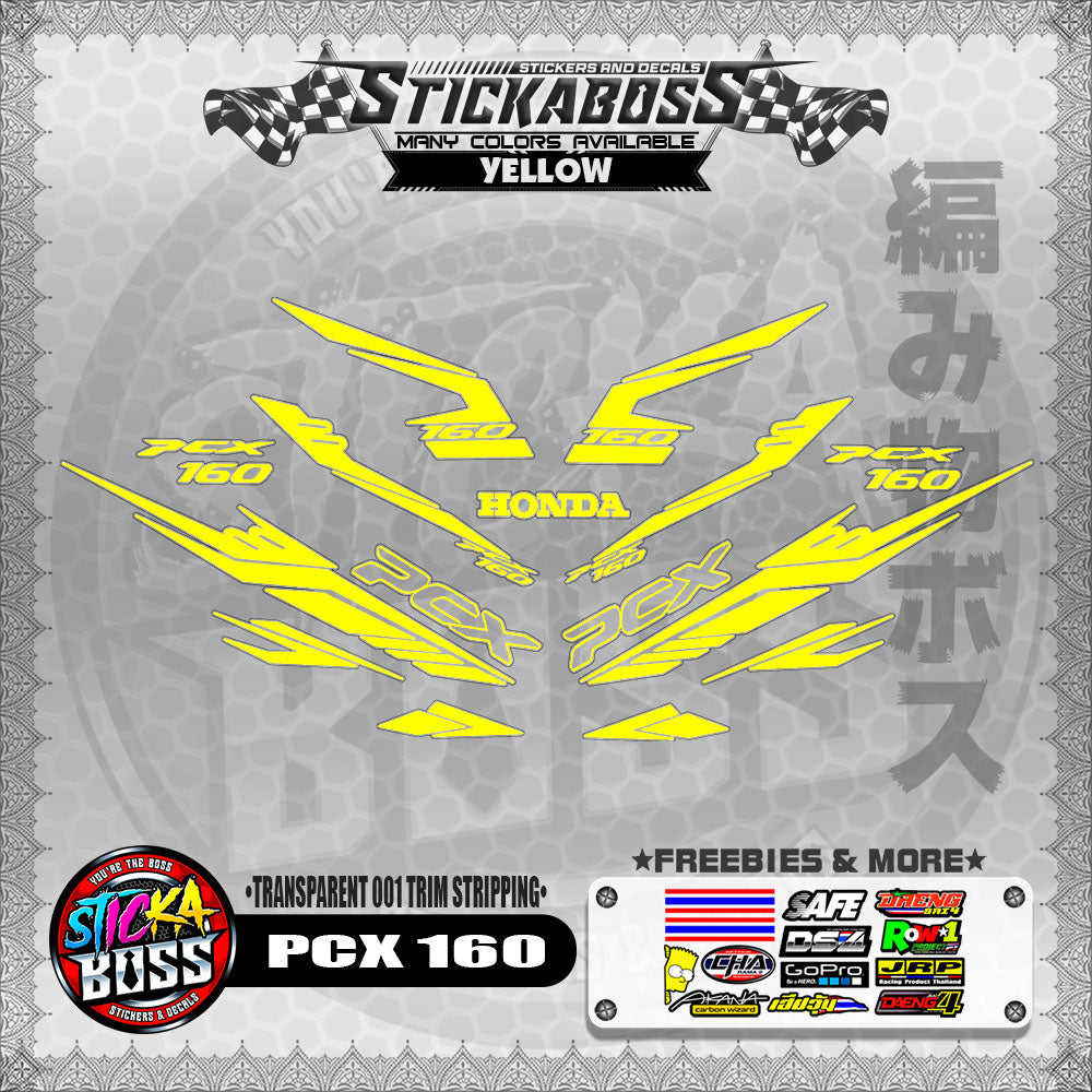 【PREMIUM UV PRINT】TRANSPARENT PCX 160 STICKER DECALS ( 001 TRIM STRIPPING )【WITH FREEBIES】