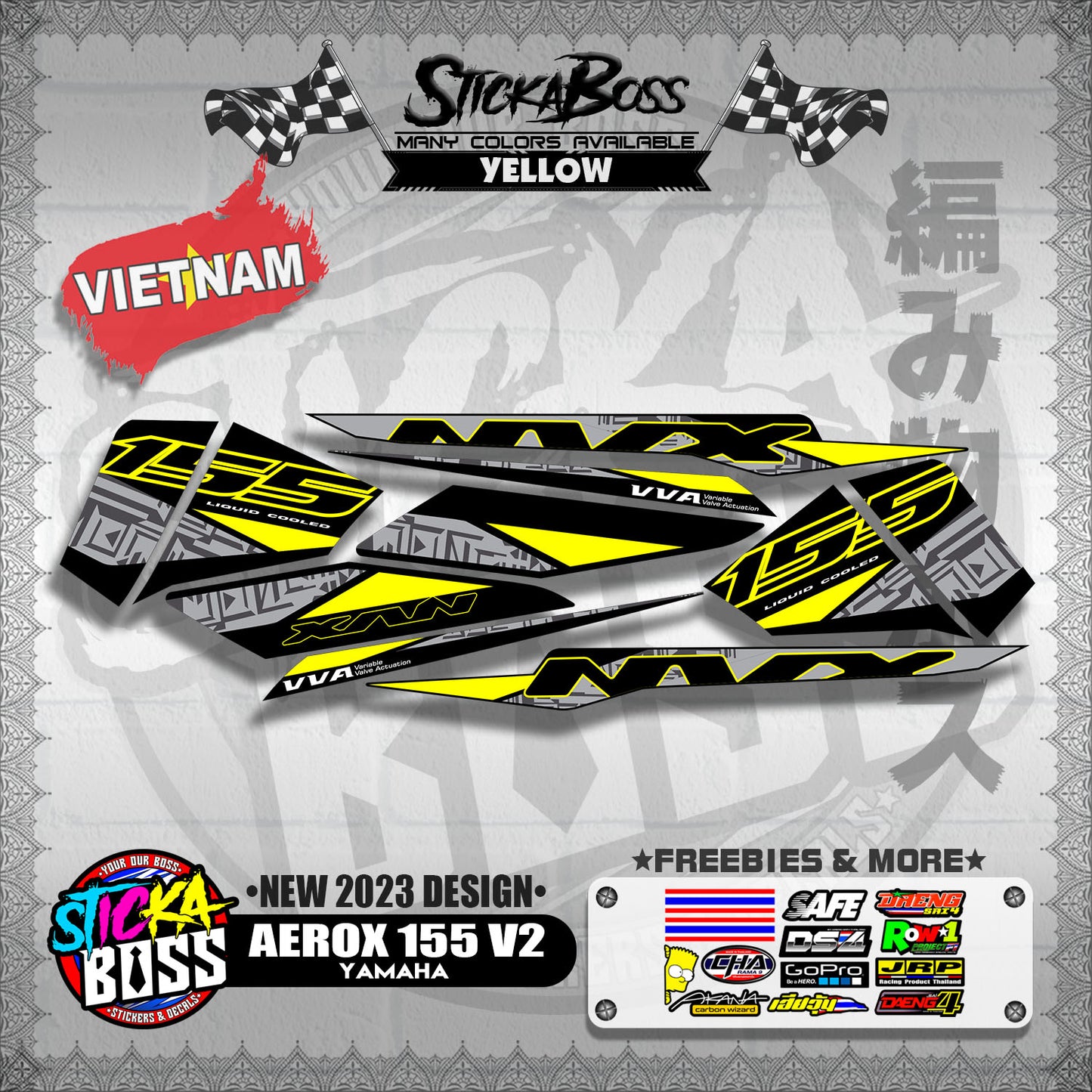 AEROX 155 V2 VIETNAM DECALS ( NEW 2023 DESIGN )【WITH FREEBIES】