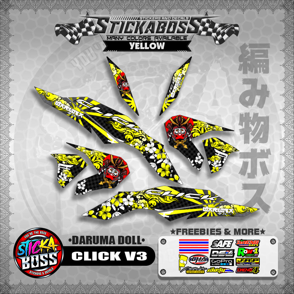 CLICK V3 STICKER DECALS ( DARUMA DOLL )【WITH FREEBIES】