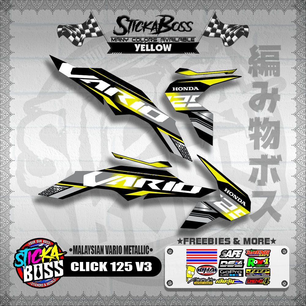 CLICK 125 V3 DECALS ( MALAYSIAN VARIO METALLIC )【WITH FREEBIES】