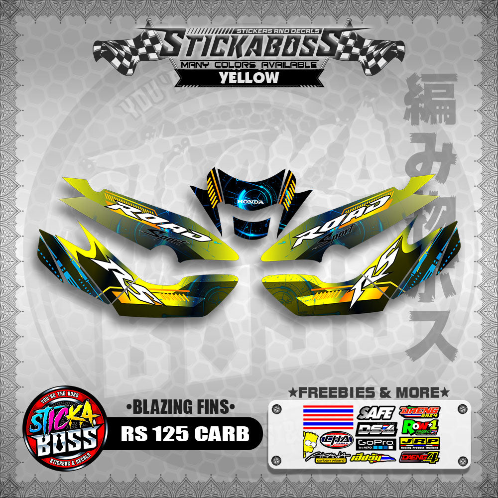 RS 125 CARB STICKER DECALS ( BLAZING FINS )【WITH FREEBIES】