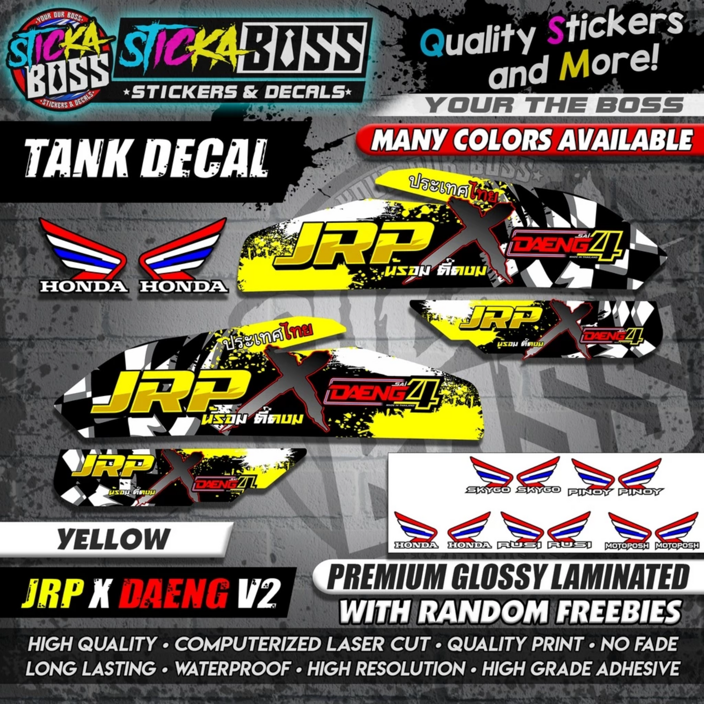 TMX / RUSI / PINOY / MOTOPOSH / SKYGO TANK DECALS STICKER ( JRP X DAENG V2 )【WITH FREEBIES】