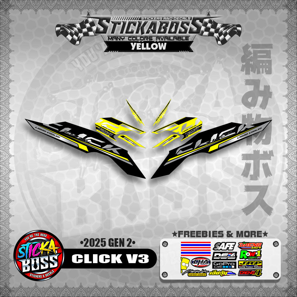 CLICK V3 INDO STICKER DECALS ( 2025 GEN 2 )【WITH FREEBIES】