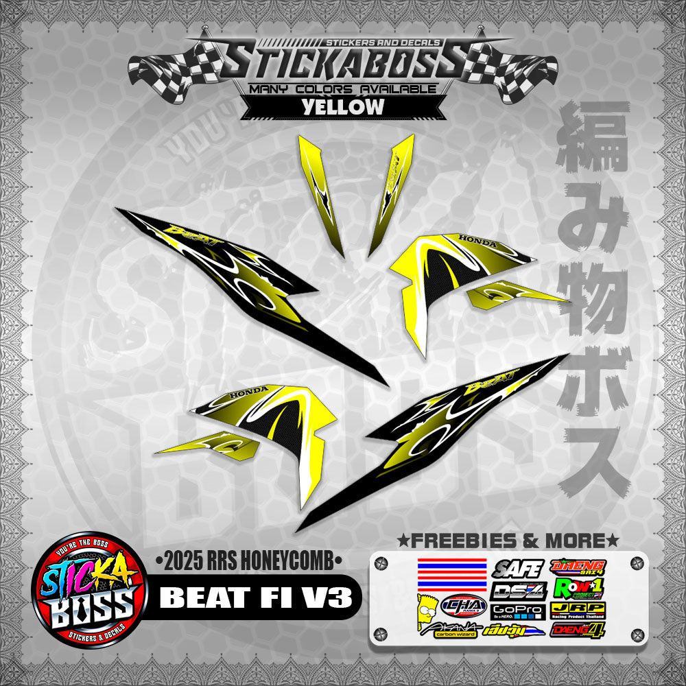 BEAT FI V3 INDO STICKER DECALS ( 2025 RRS HONEYCOMB )【WITH FREEBIES】
