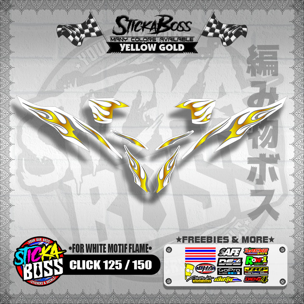 CLICK 125 / 150 V2 DECALS ( FOR WHITE MOTIF FLAME )【WITH FREEBIES】