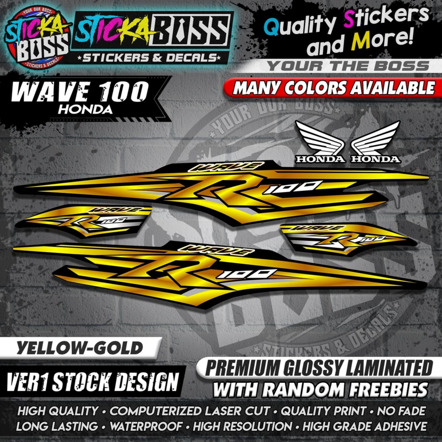 HONDA WAVE 100 R DECALS (Ver1 Stock Design)【WITH FREEBIES】