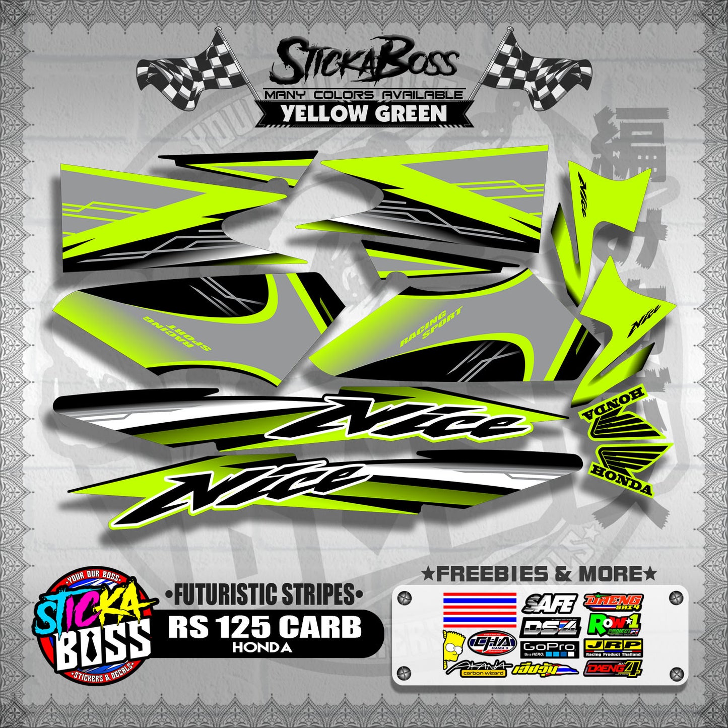 RS 125 THAI DECALS ( FUTURISTIC STRIPES )【WITH FREEBIES】