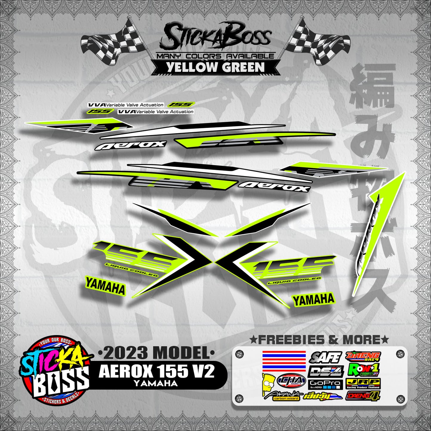 AEROX 155 V2 2023 STOCK DECALS ( 2023 MODEL )【WITH FREEBIES】