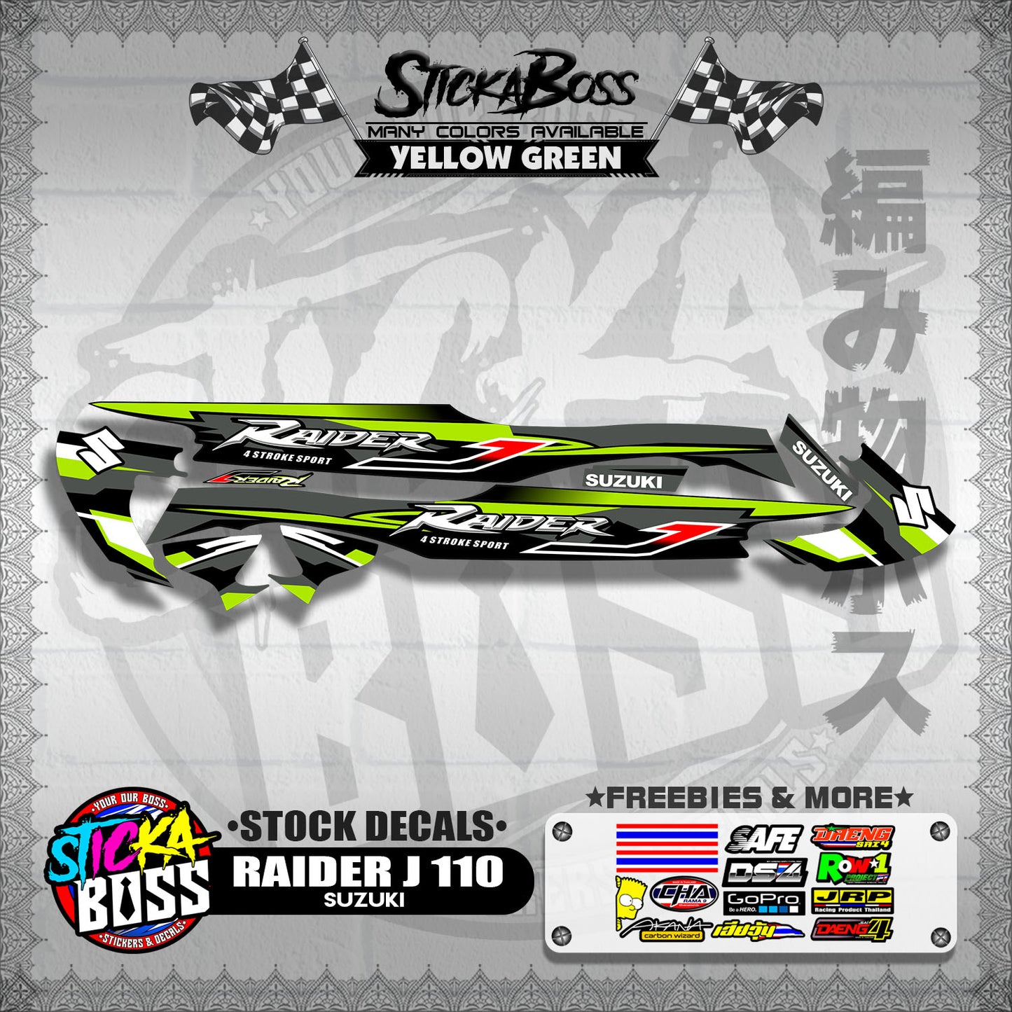 RAIDER J 110 ( STOCK DECALS )【WITH FREEBIES】