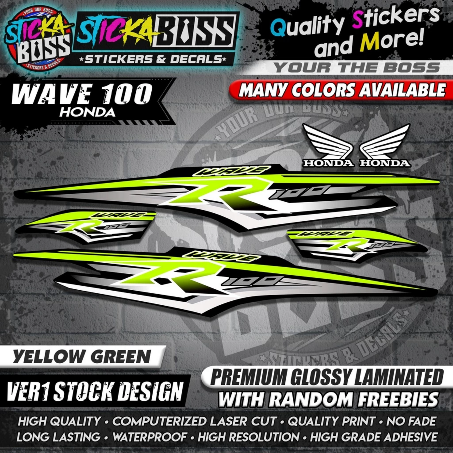 HONDA WAVE 100 R DECALS (Ver1 Stock Design)【WITH FREEBIES】