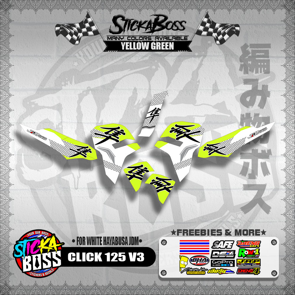 CLICK 125 V3 DECALS ( FOR WHITE HAYABUSA JDM )【WITH FREEBIES】