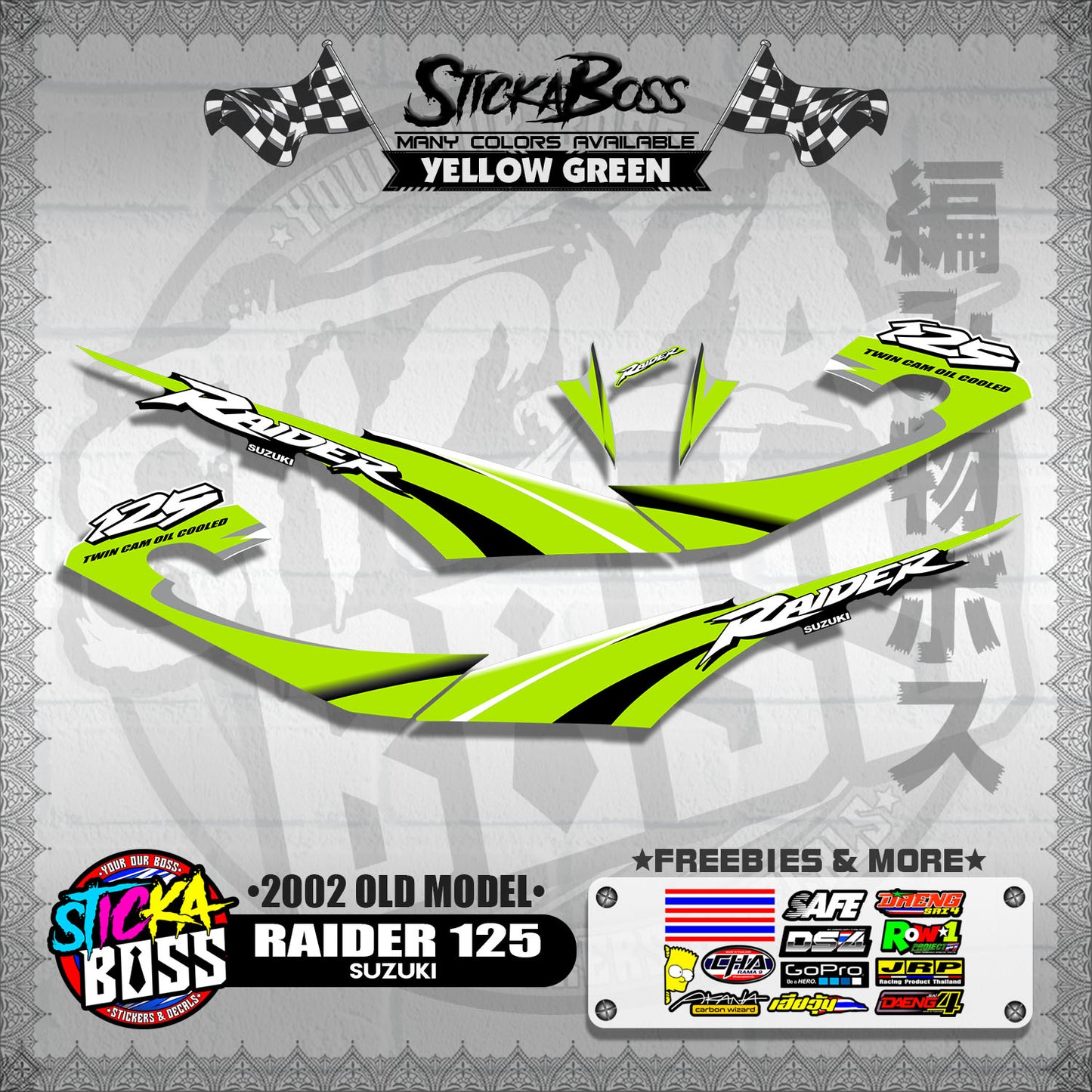 RAIDER 125 DECALS ( 2002 OLD MODEL )【WITH FREEBIES】