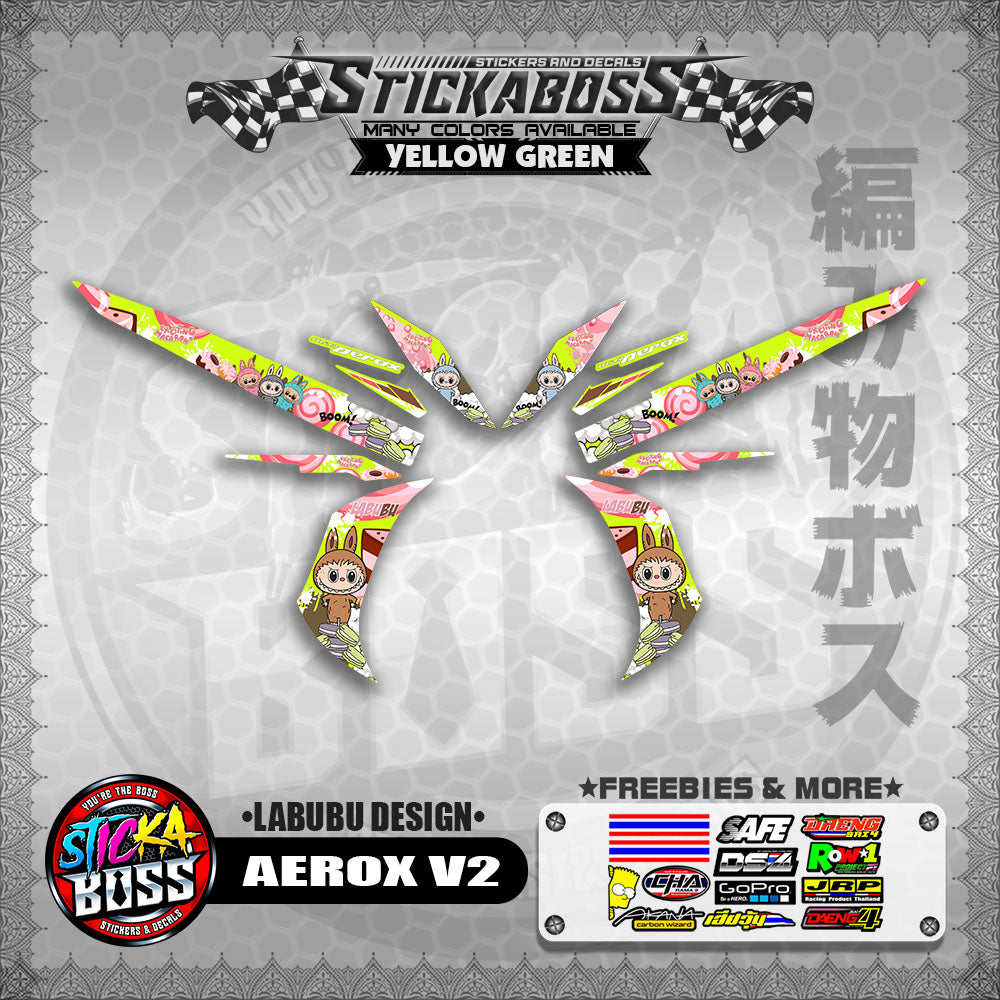 AEROX V2 STICKER DECALS ( LABUBU DESIGN )【WITH FREEBIES】