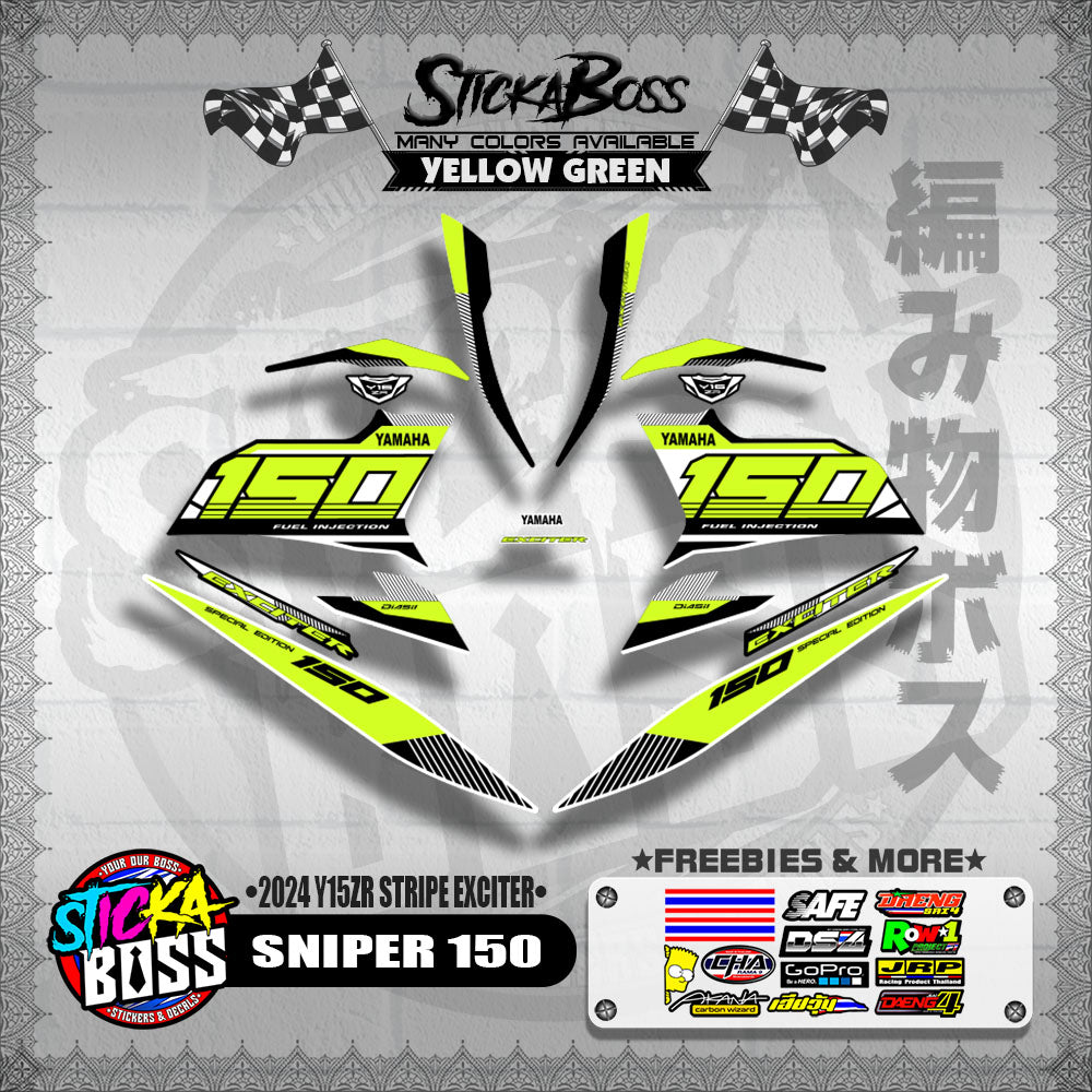 SNIPER 150 DECALS ( 2024 Y15ZR STRIPE EXCITER )【WITH FREEBIES】
