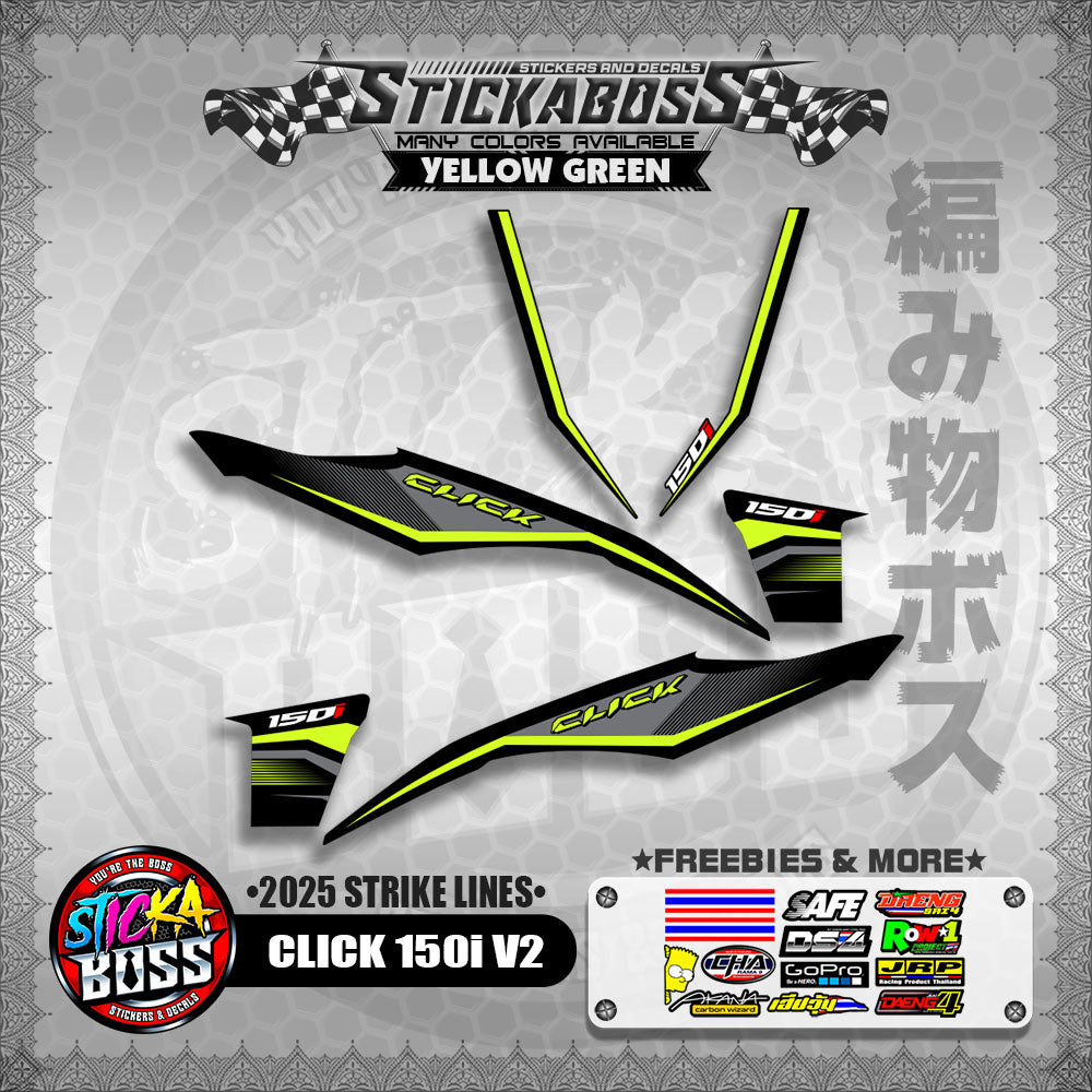 CLICK 150i V2 STICKER DECALS ( 2025 STRIKE LINES )【WITH FREEBIES】