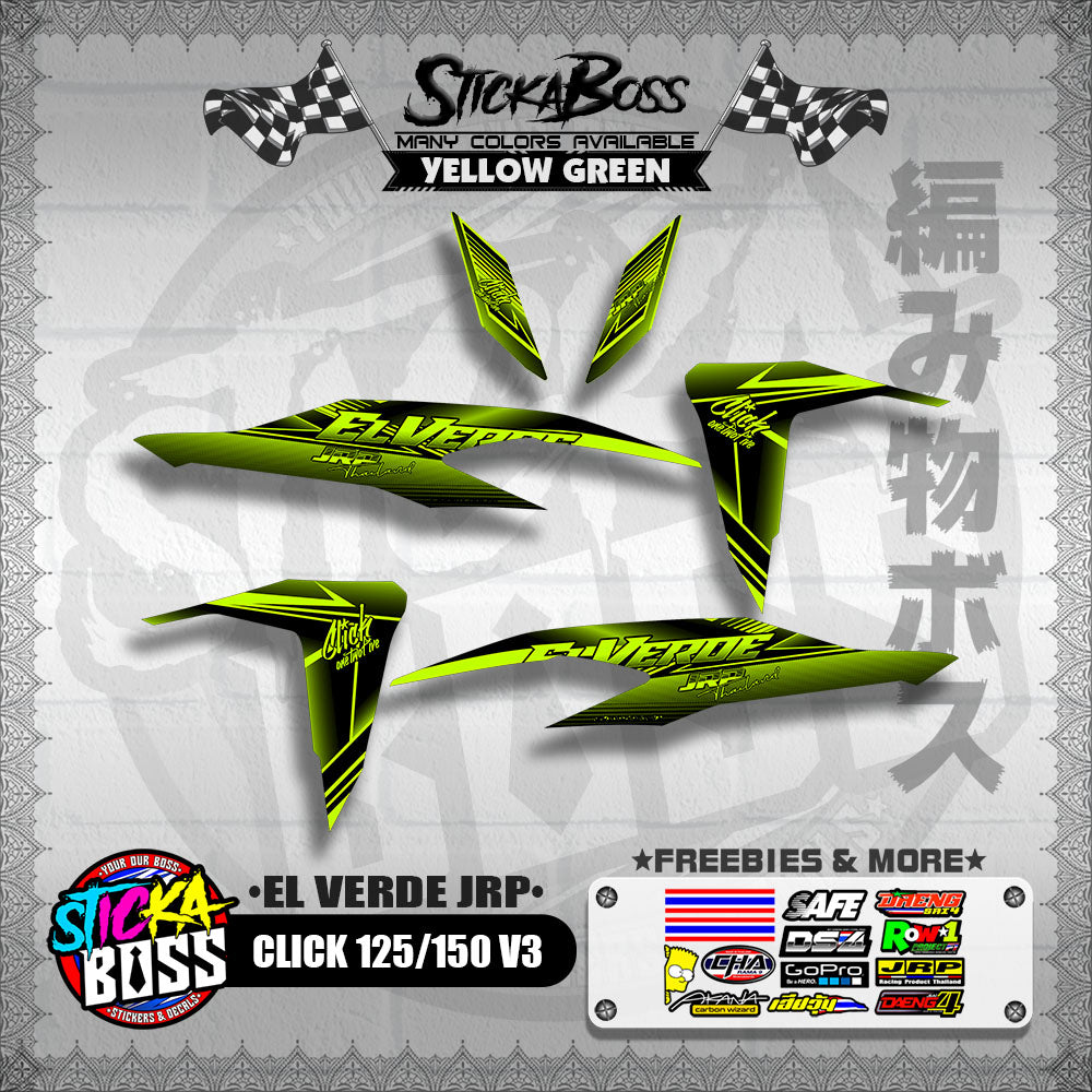 CLICK 125 / 150 V3 DECALS ( EL VERDE JRP )【WITH FREEBIES】