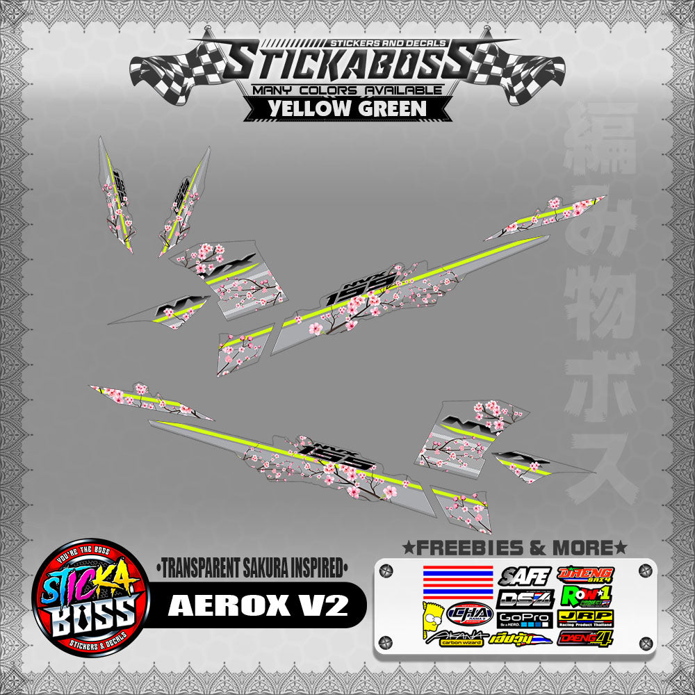 【PREMIUM UV PRINT】TRANSPARENT AEROX 155 V2 ( SAKURA INSPIRED )【WITH FREEBIES】