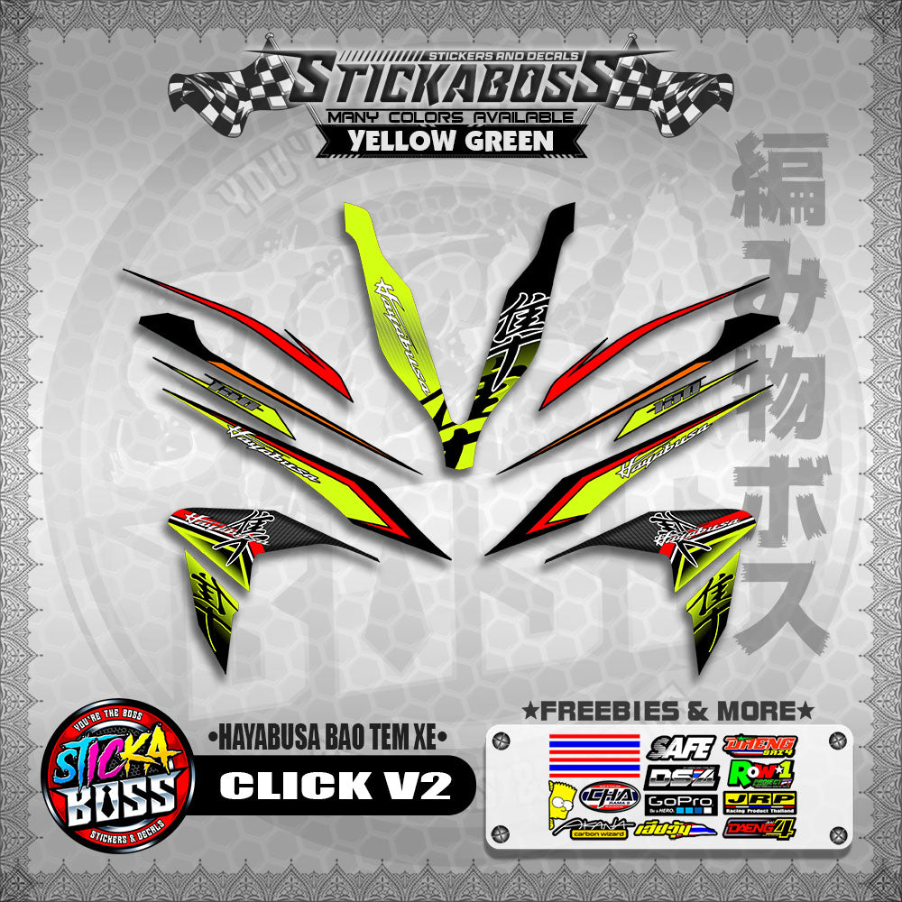 CLICK V2 INDO STICKER DECALS ( HAYABUSA BAO TEM XE )【WITH FREEBIES】