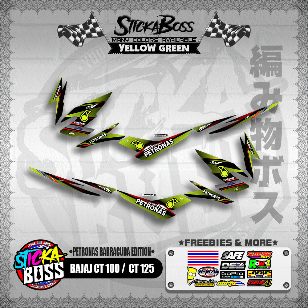BAJAJ CT 100 / CT 125 DECALS ( PETRONAS BARRACUDA EDITION )【WITH FREEBIES】