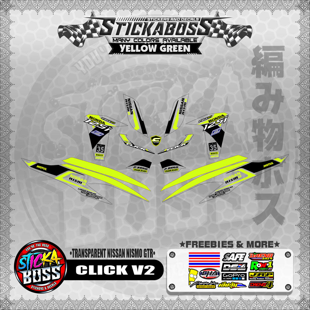 【PREMIUM UV PRINT】TRANSPARENT CLICK V2 STICKER DECALS ( NISSAN NISMO GTR )【WITH FREEBIES】