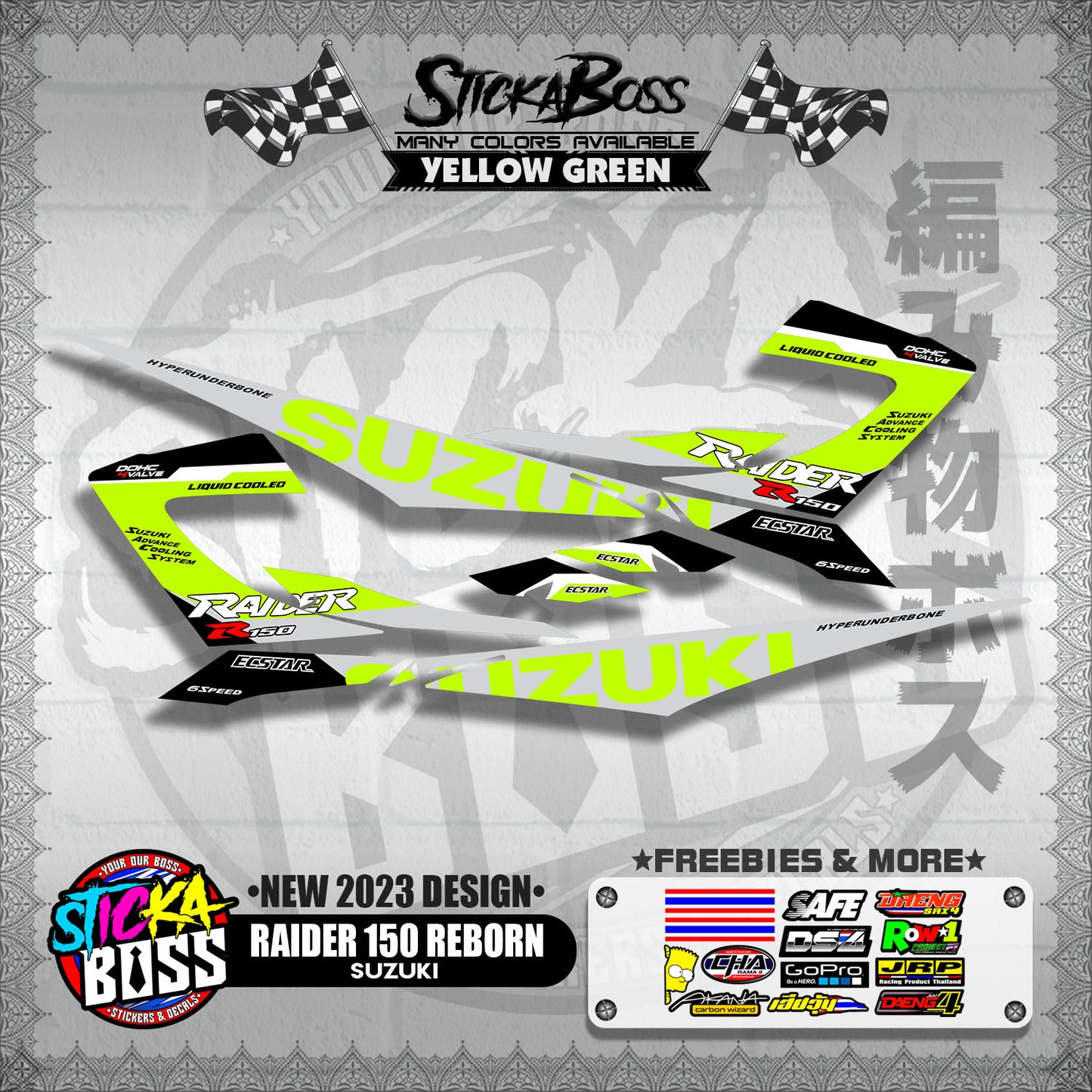 RAIDER 150 REBORN STOCK DECALS ( NEW 2023 DESIGN )【WITH FREEBIES】