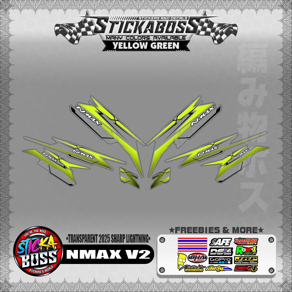 【PREMIUM UV PRINT】TRANSPARENT NMAX V2 INDO STICKER DECALS ( 2025 SHARP LIGHTNING )【WITH FREEBIES】