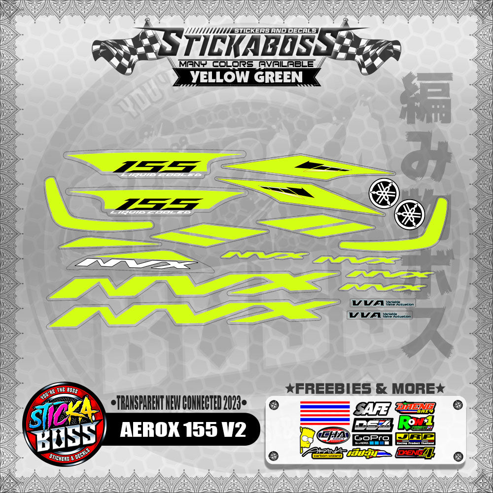 【PREMIUM UV PRINT】TRANSPARENT AEROX 155 V2 DECALS ( NEW CONNECTED 2023 )【WITH FREEBIES】