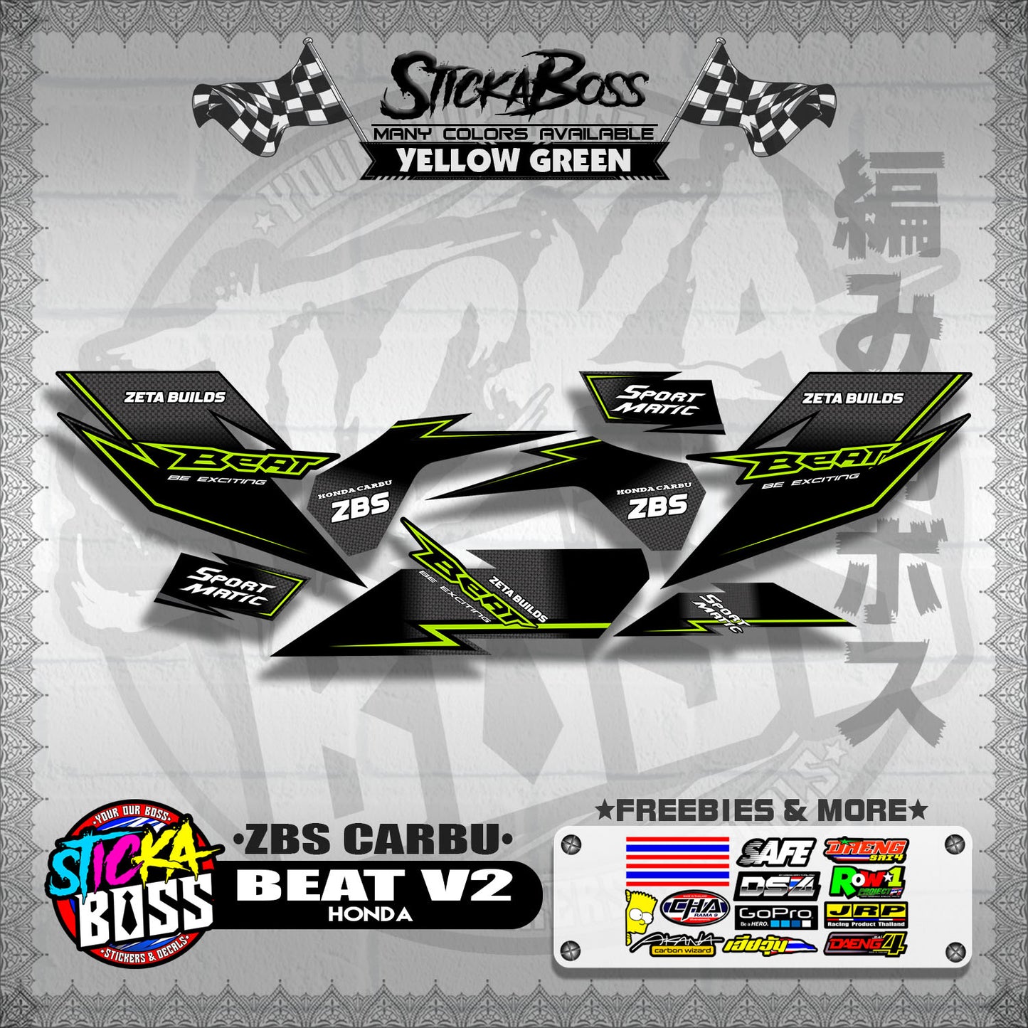 BEAT V2 DECALS ( ZBS CARBU )【WITH FREEBIES】