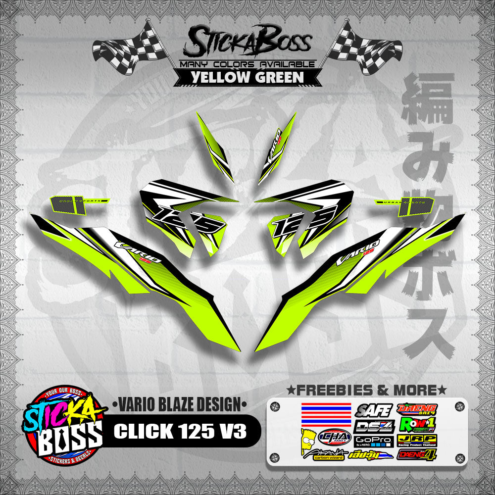 CLICK 125 V3 DECALS ( VARIO BLAZE DESIGN )【WITH FREEBIES】
