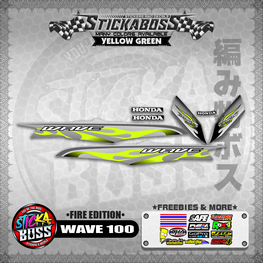 WAVE 100 STICKER DECALS ( FIRE EDITION )【WITH FREEBIES】