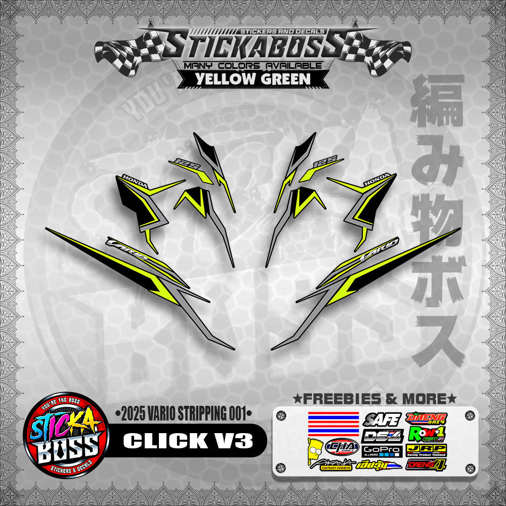 CLICK V3 STICKER DECALS ( 2025 VARIO STRIPPING 001 )【WITH FREEBIES】