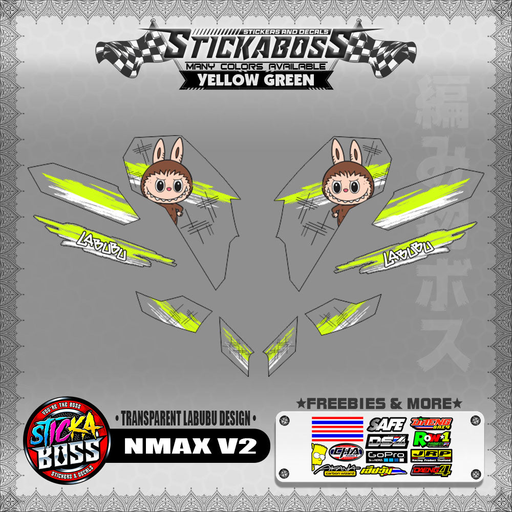 【PREMIUM UV PRINT】TRANSPARENT NMAX V2 STICKER DECALS ( LABUBU DESIGN )【WITH FREEBIES】