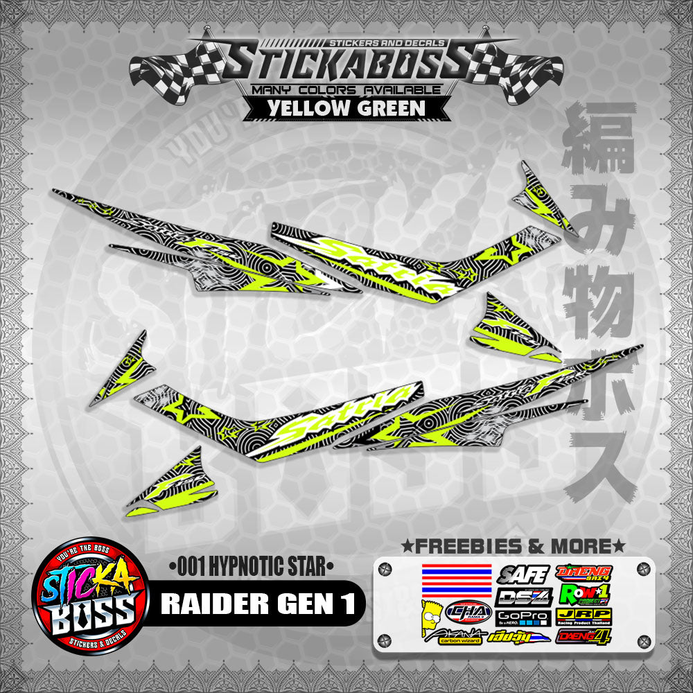 RAIDER GEN 1 MALAYSIAN STICKER DECALS (001 HYPNOTIC STAR)【WITH FREEBIES】