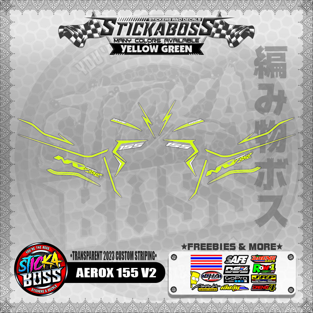 【PREMIUM UV PRINT】TRANSPARENT AEROX 155 V2 STICKER DECALS ( 2023 CUSTOM STRIPING )【WITH FREEBIES】