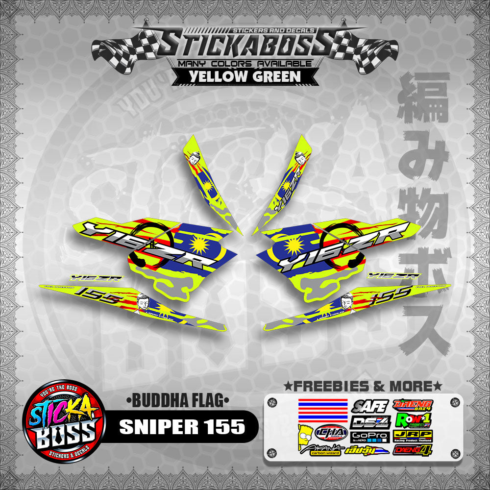 SNIPER 155 MALAYSIAN STICKER DECALS ( BUDDHA FLAG )【WITH FREEBIES】
