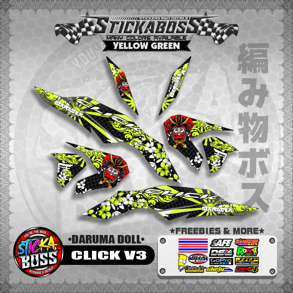 CLICK V3 STICKER DECALS ( DARUMA DOLL )【WITH FREEBIES】