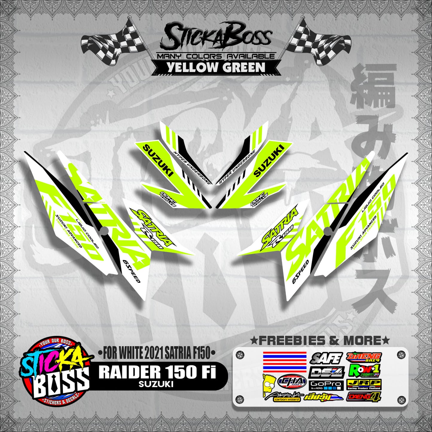 RAIDER 150 Fi DECALS ( FOR WHITE 2021 SATRIA F150 )【WITH FREEBIES】