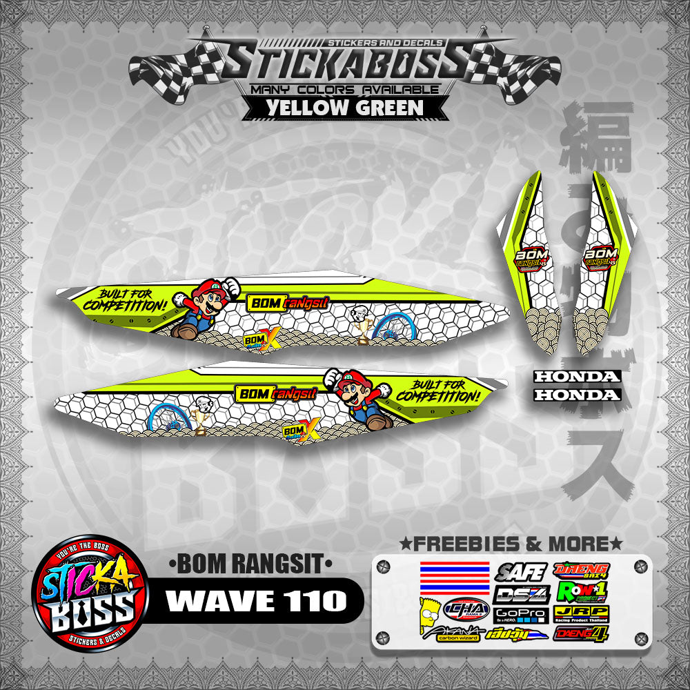 WAVE 110 DECALS ( BOM RANGSIT )【WITH FREEBIES】