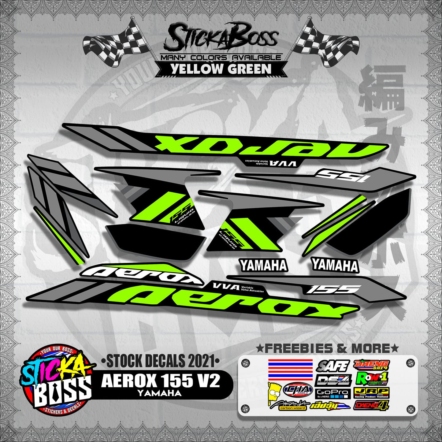AEROX 155 V2 ( STOCK DECALS 2021 )【WITH FREEBIES】