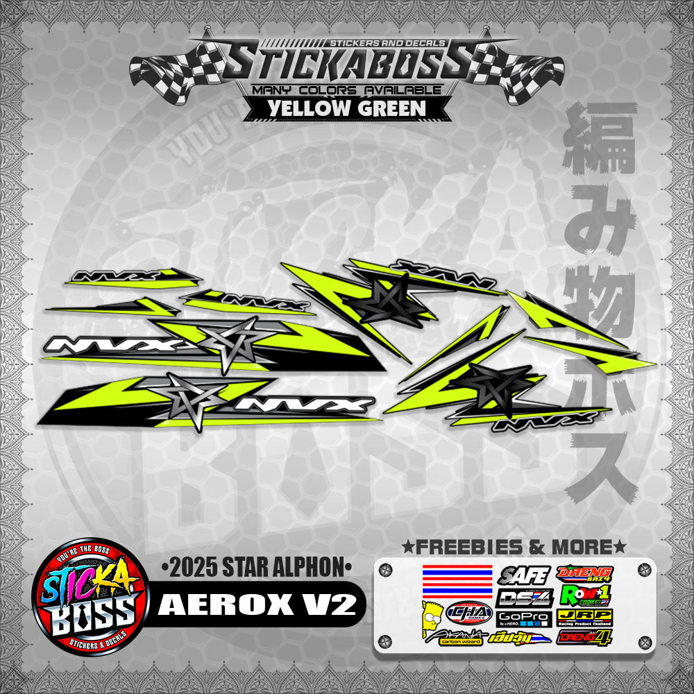 AEROX V2 INDO STICKER DECALS ( 2025 STAR ALPHON )【WITH FREEBIES】