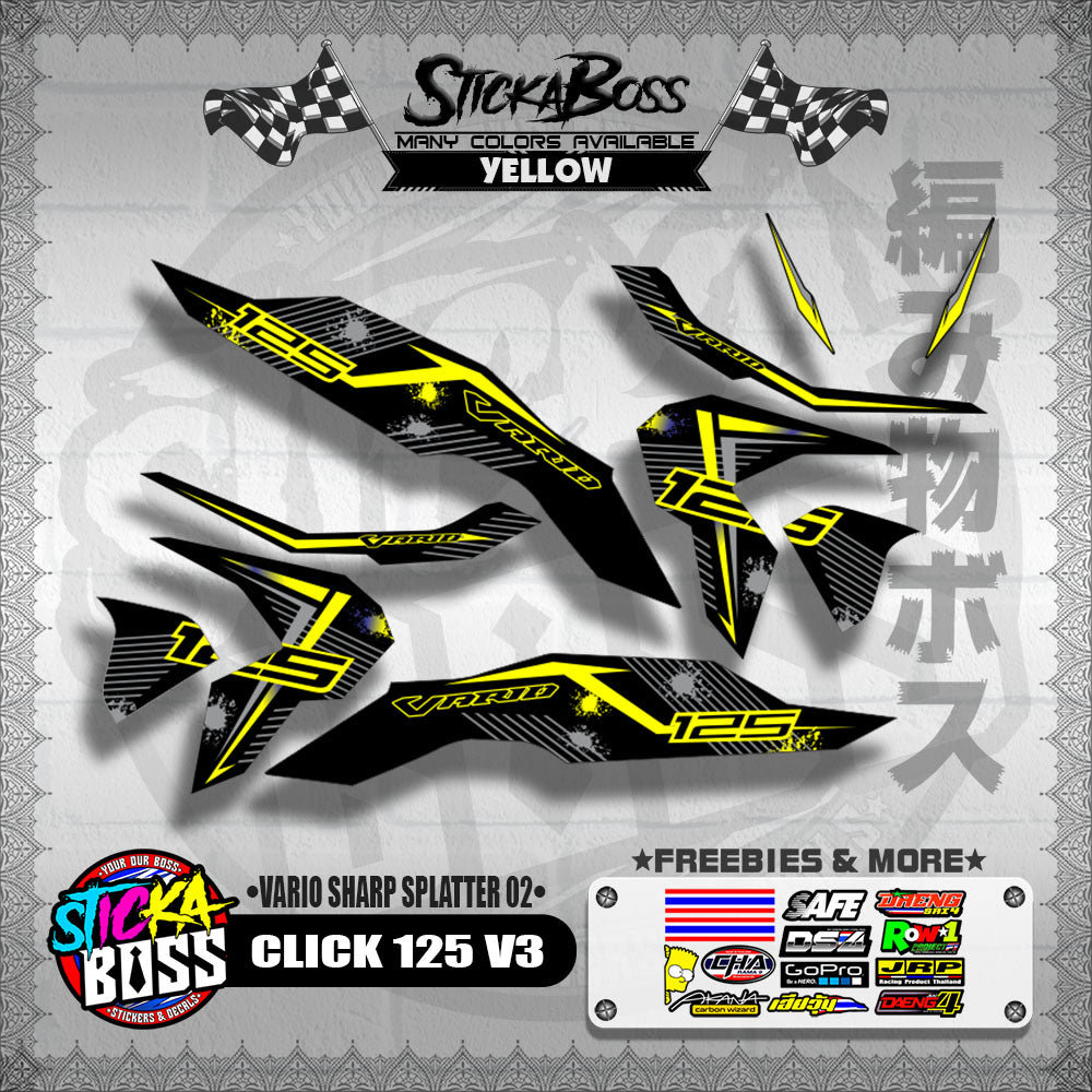 CLICK 125 V3 DECALS ( VARIO SHARP SPLATTER 02 )【WITH FREEBIES】