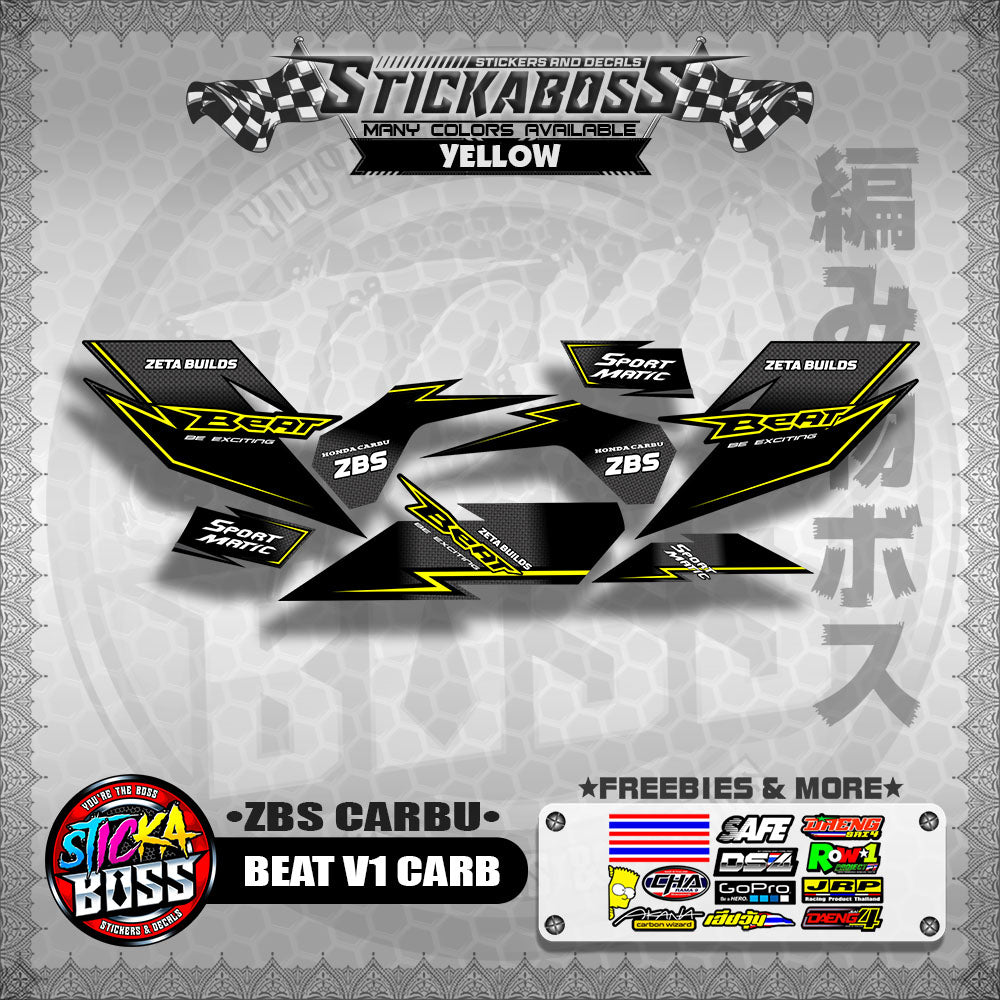 BEAT V1 CARB STICKER DECALS ( ZBS CARBU )【WITH FREEBIES】