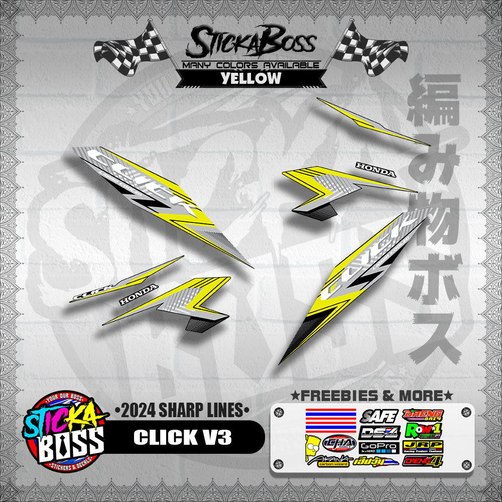 CLICK V3 DECALS ( 2024 SHARP LINES )【WITH FREEBIES】