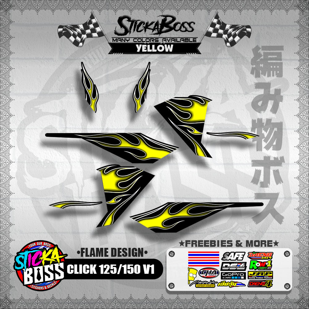 CLICK 125 / 150 V1 DECALS ( FLAME DESIGN )【WITH FREEBIES】