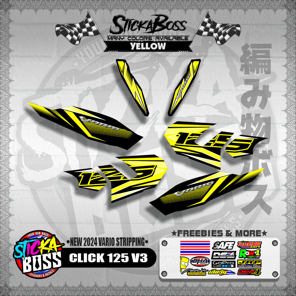 CLICK 125 V3 DECALS ( NEW 2024 VARIO STRIPPING )【WITH FREEBIES】