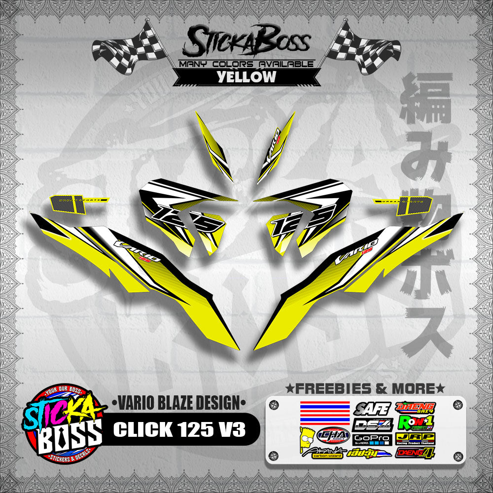 CLICK 125 V3 DECALS ( VARIO BLAZE DESIGN )【WITH FREEBIES】