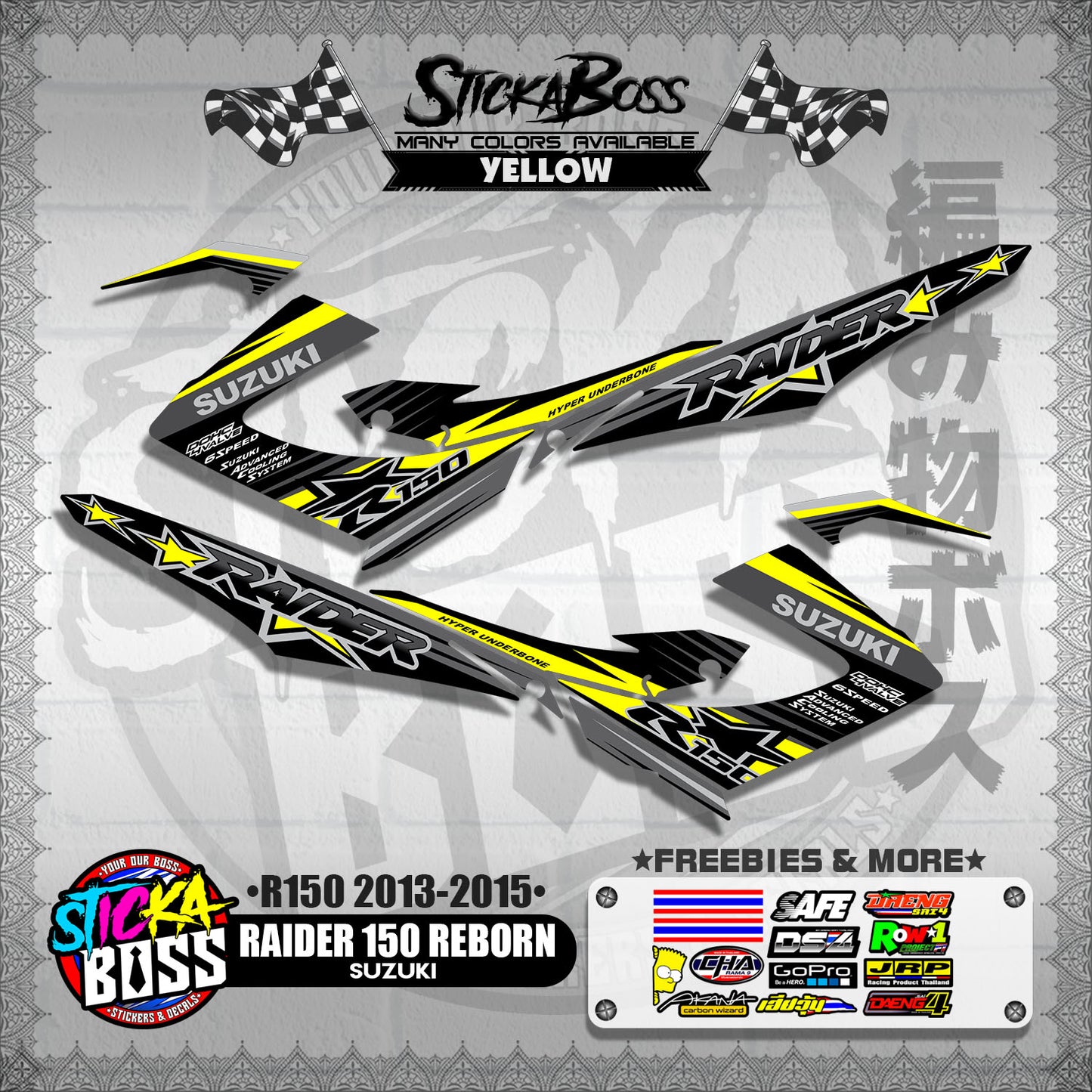 RAIDER 150 REBORN STOCK DECALS ( R150 2013 - 2015 )【WITH FREEBIES】