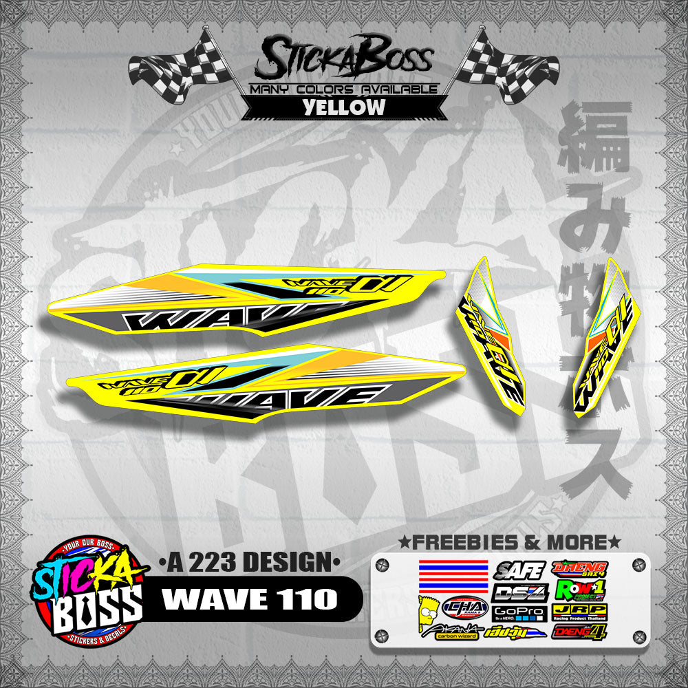 WAVE 110 DECALS ( A 223 DESIGN )【WITH FREEBIES】