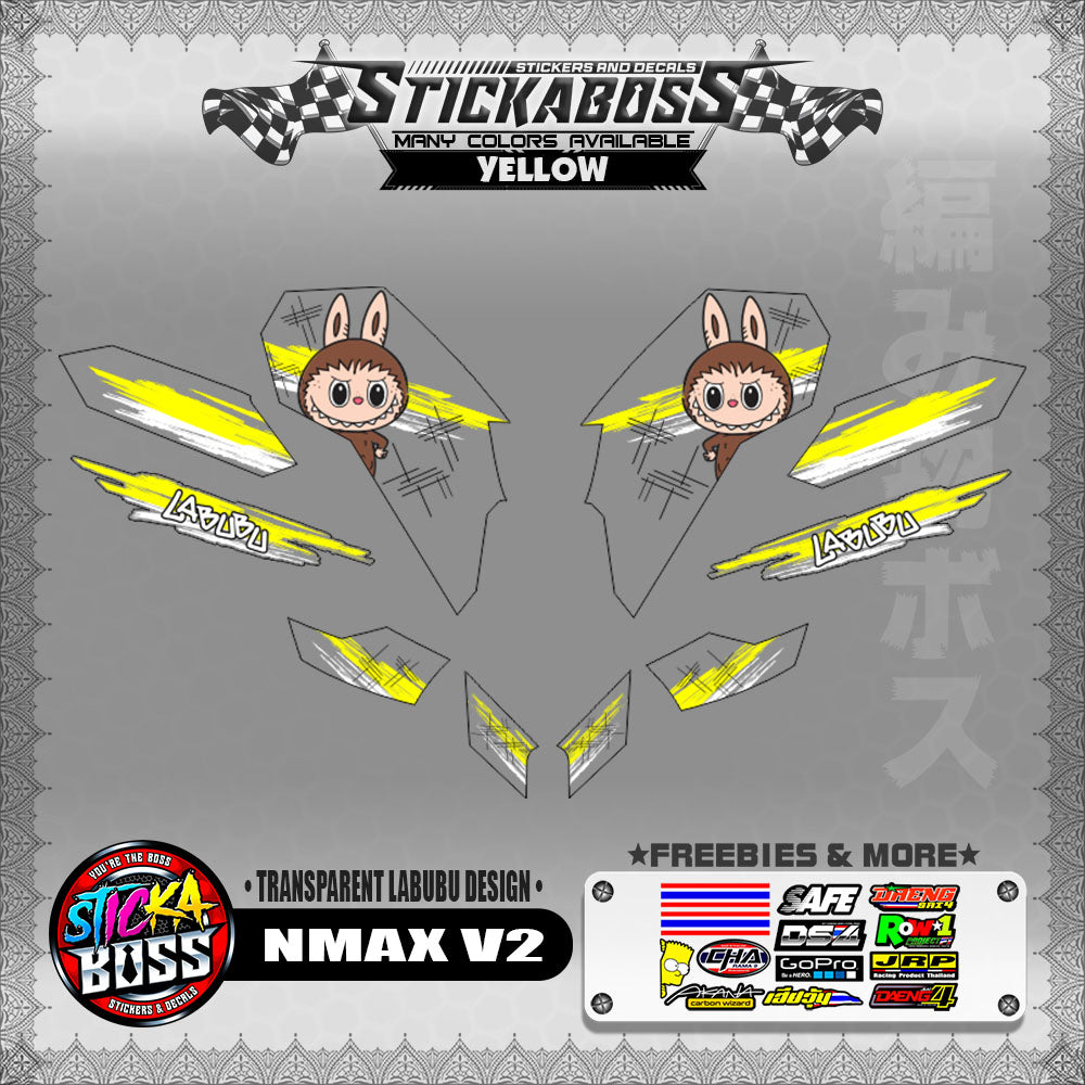 【PREMIUM UV PRINT】TRANSPARENT NMAX V2 STICKER DECALS ( LABUBU DESIGN )【WITH FREEBIES】